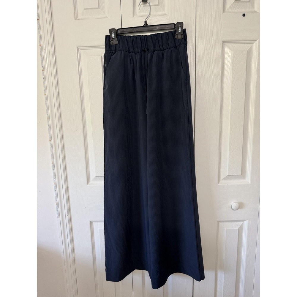 All In Motion Womens Blue Woven Track Pants Wide Leg Elastic Waist S VN1066221